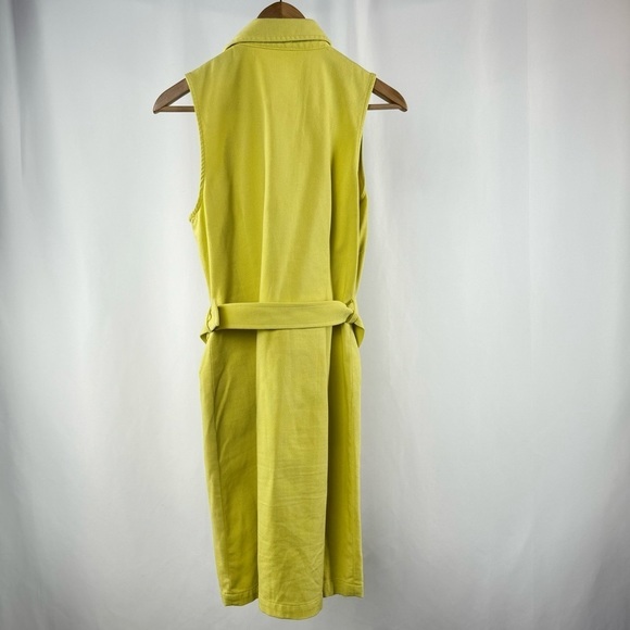 J. McLaughlin Collared Sleeveless Belted‎ Shirt Dress in Optic Yellow Size 4 - Picture 2 of 4